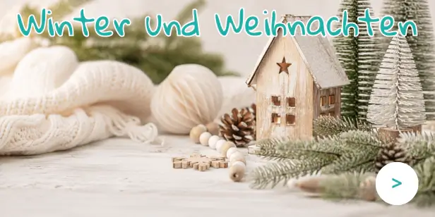 Winter- und Weihnachtsbasteln mit festlicher Dekoration, Bastelmaterialien, Papier, Holzstreuteilen, Stempeln und weiteren kreativen Ideen für die Advents- und Weihnachtszeit