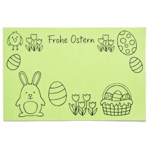 Selbstgemachten Tischset aus Tonpapier gestaltet mit Motivstempeln Ostern