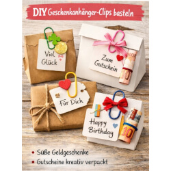 DIY-Idee Kreative Geschenkanhänger mit bunten Büroklammern