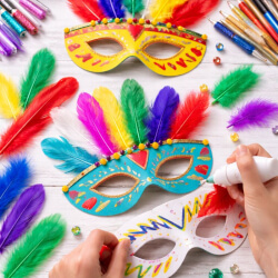 DIY-Idee Masken mit Federn basteln