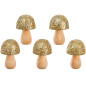 Preview: Kleine Holzpilze Glitter-Irisierend gold