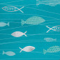 Preview: Motivkarton Fische aquablau A4 von HEYDA Detailansicht Veredelung mit Glanzfolie