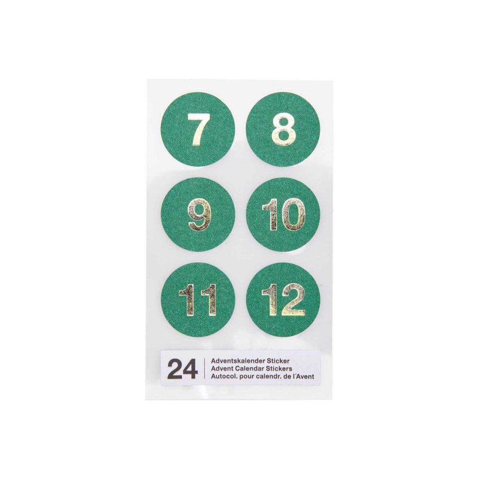 grüne Sticker Adventskalender 7 bis 12