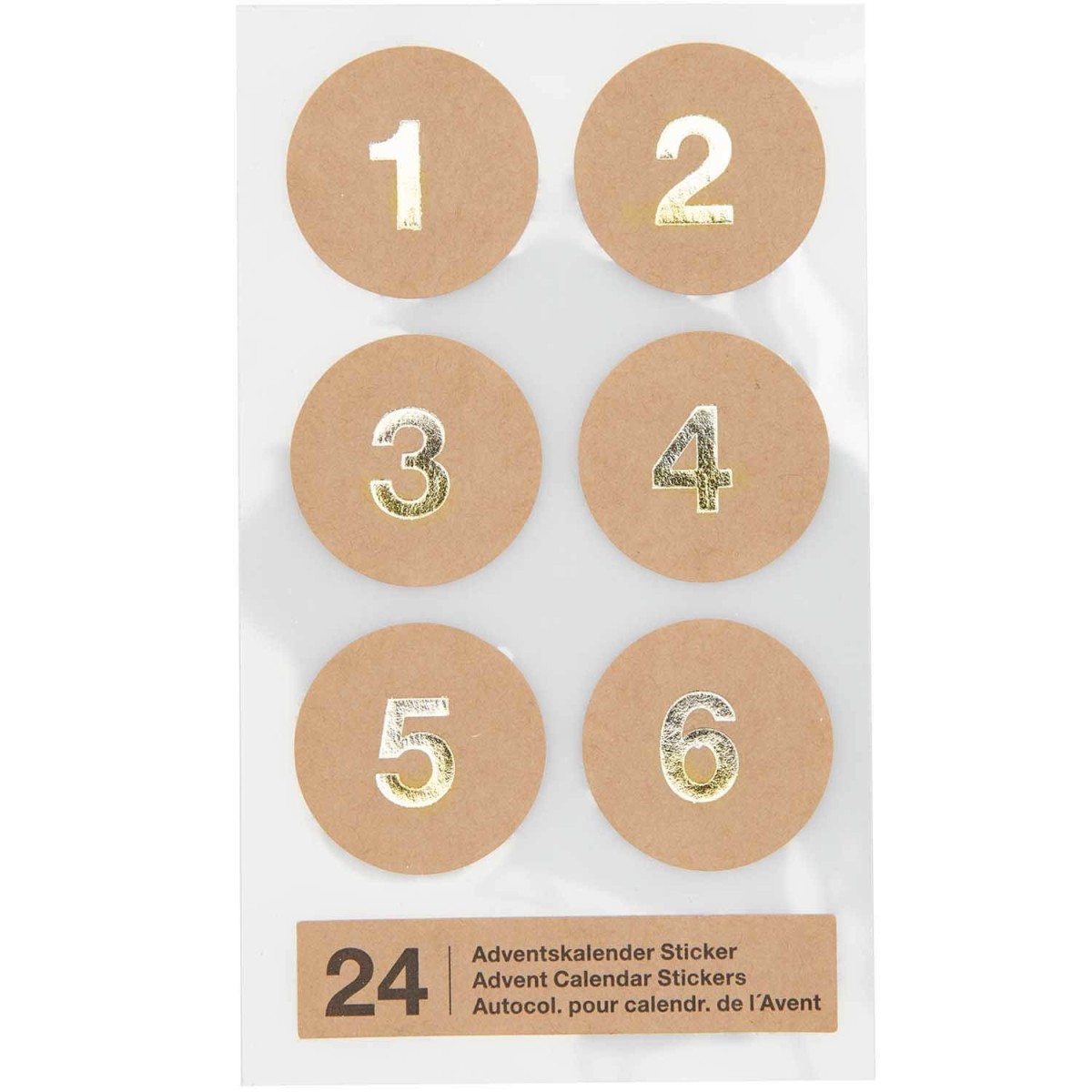 Adventskalender Sticker Zahlen 1-6 Ø 28 mm