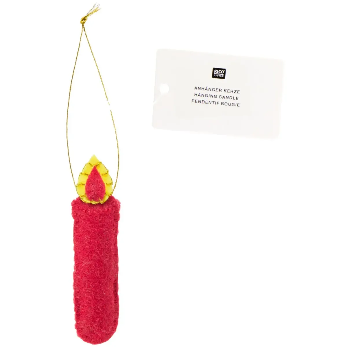 Anhänger-Kerze aus Filz in Weiß oder Rot, 8,5 cm