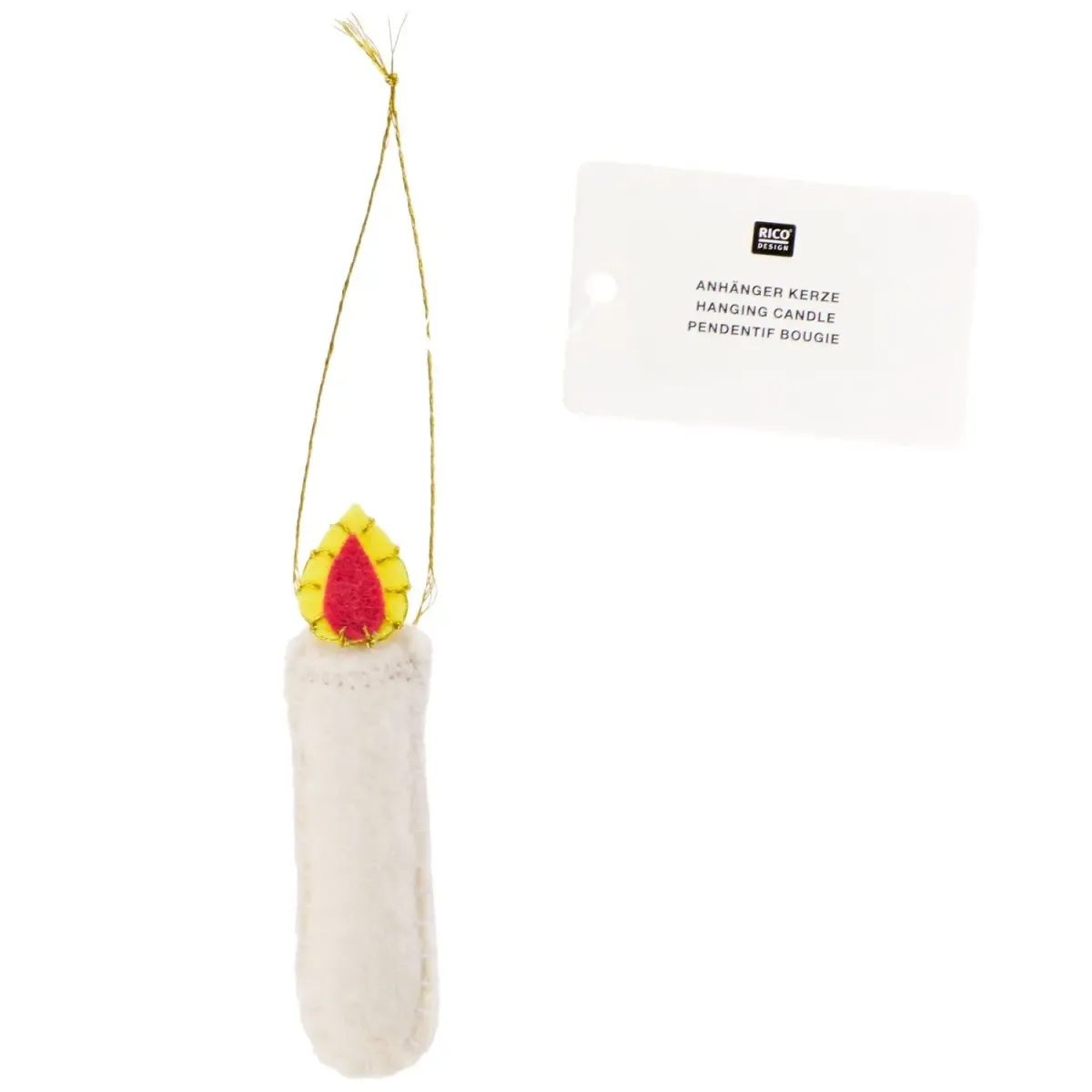 Anhänger-Kerze aus Filz in Weiß oder Rot, 8,5 cm
