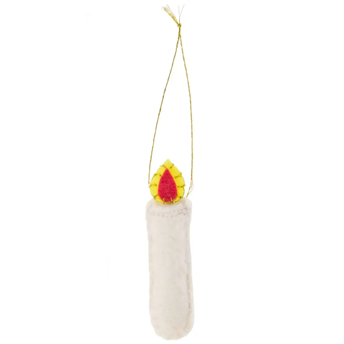 Anhänger-Kerze aus Filz in Weiß oder Rot, 8,5 cm