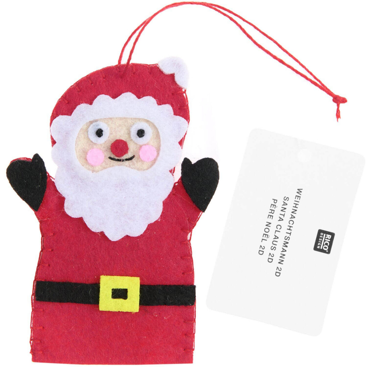 Aufhänger Filz Weihnachtsmann flach rot hergestellt von Rico Design