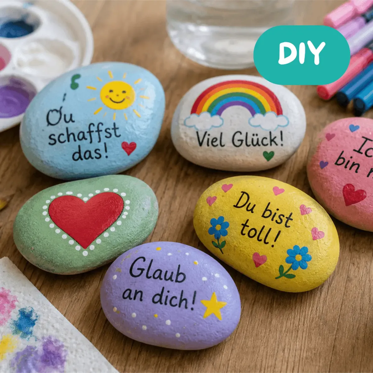 DIY Glückssteine bemalen - Mutmacher für Kinder und Erwachsene