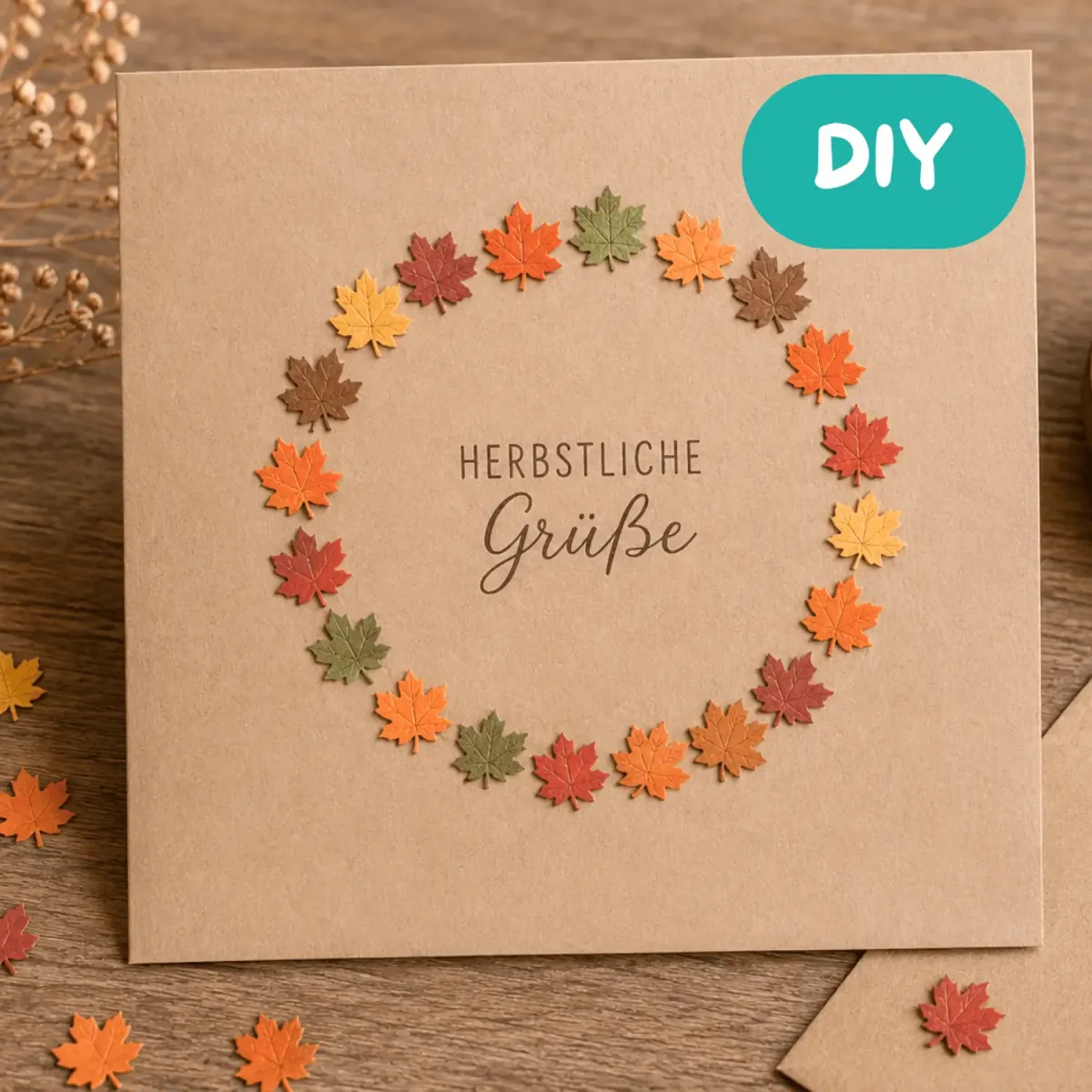 DIY Herbstkarte mit Ahornblatt