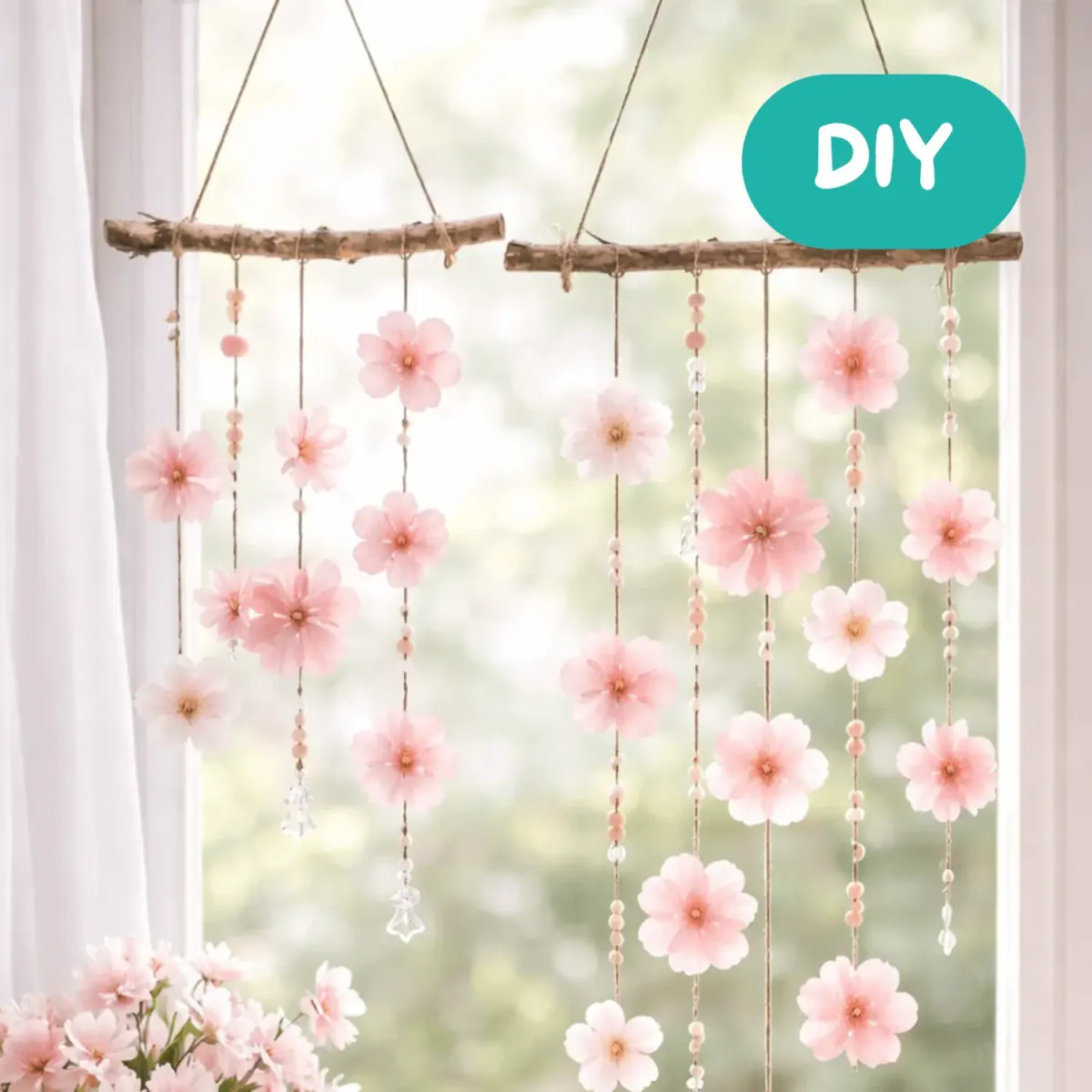 Beispiel DIY Kirschblüten Fensterdeko