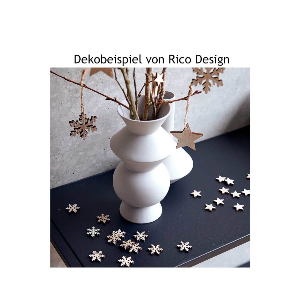 Dekorationsbeispiel Schneeflocke Naturholz von Rico Design