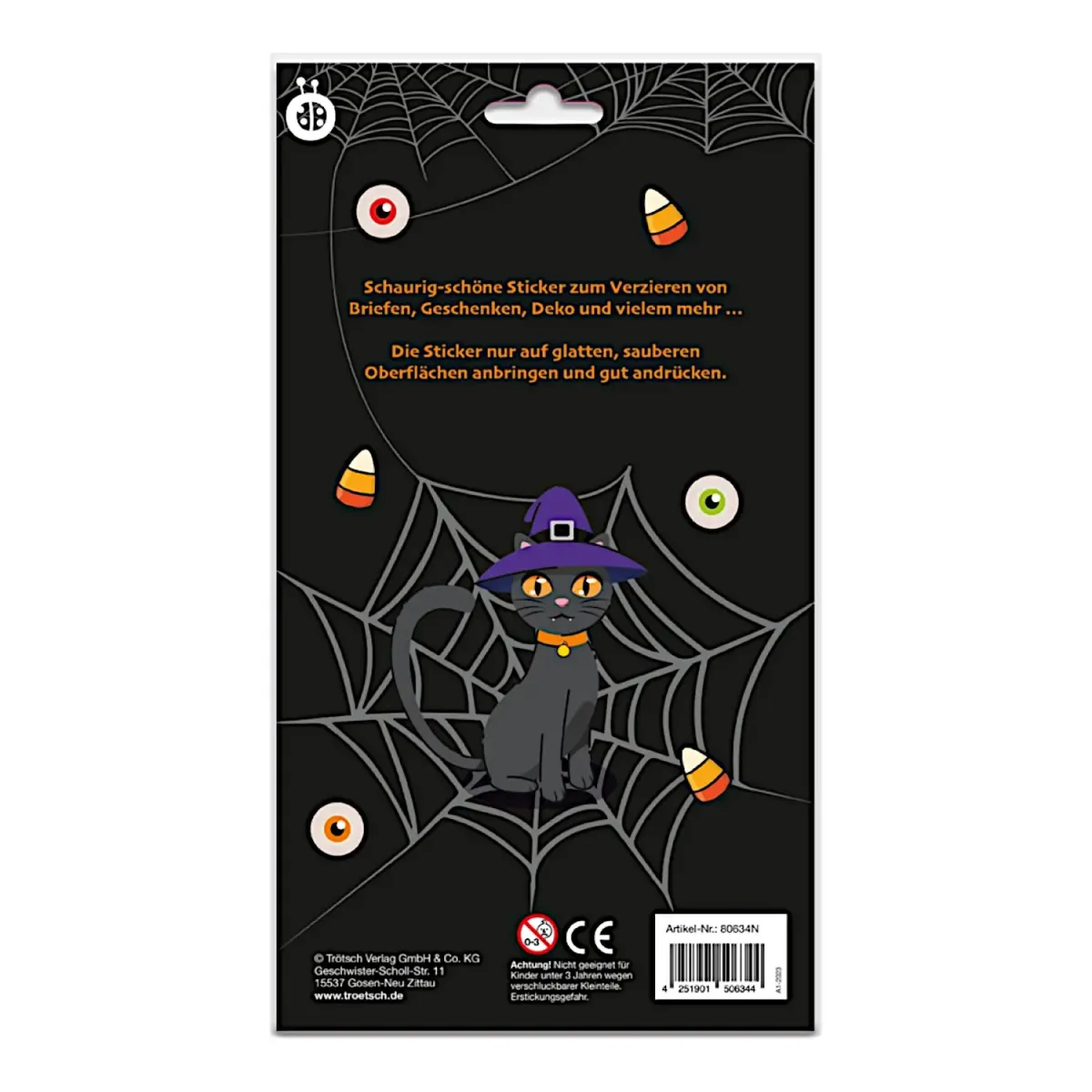 Gruselsticker Halloween mit Anwendungshinweisen