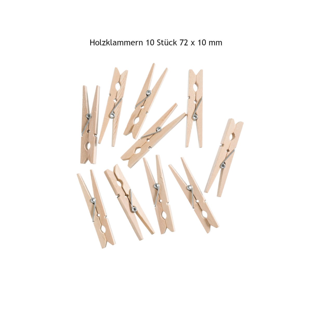 Holzklammern 10 Stück 72 x 10 mm