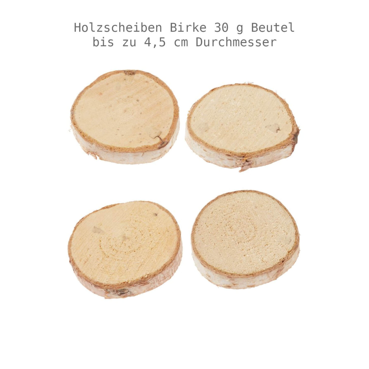 Holzscheiben Birkenholzscheiben gemischt ca. 30 g in der Packung unterschiedliche Größen