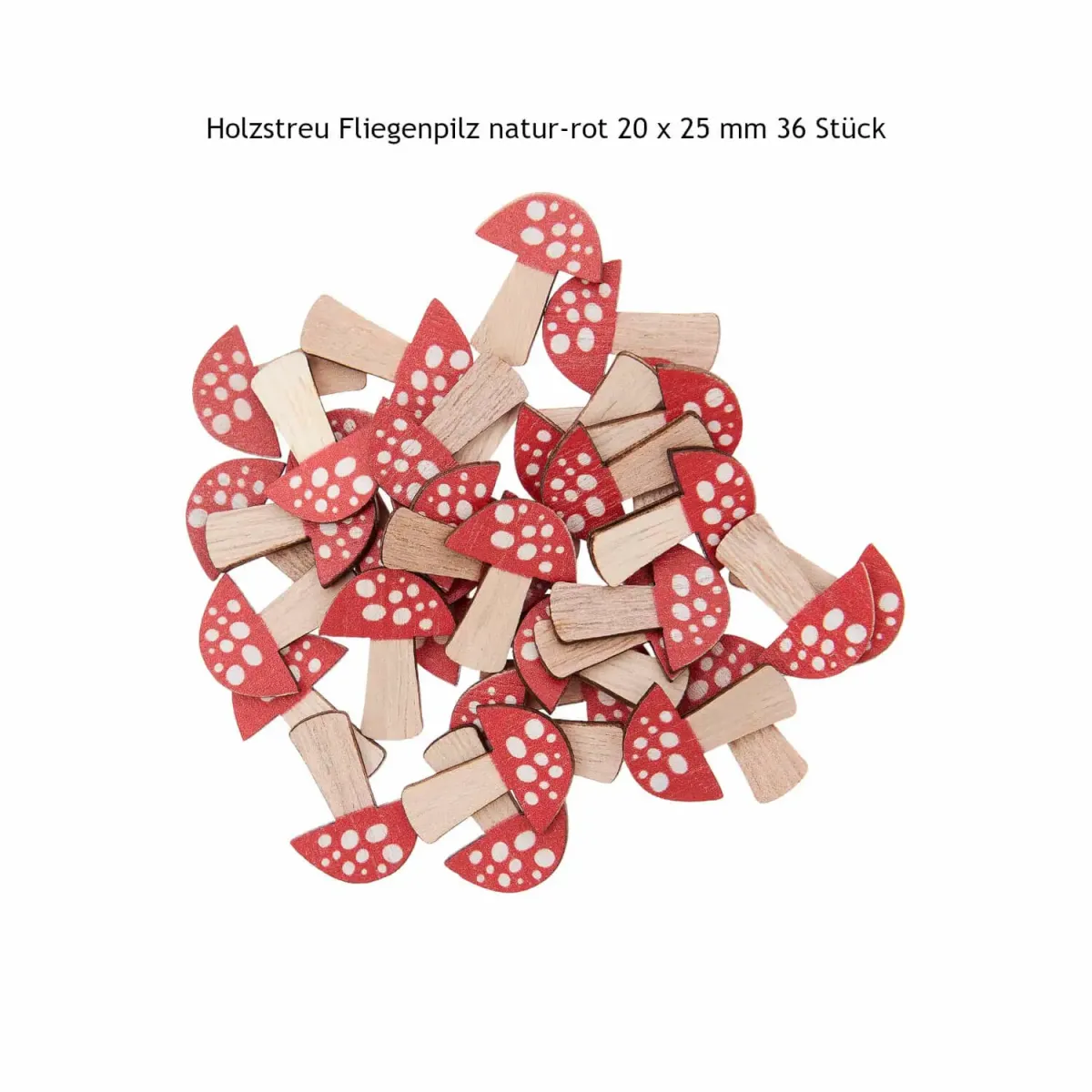 Holzstreu Fliegenpilz natur-rot 20x25mm