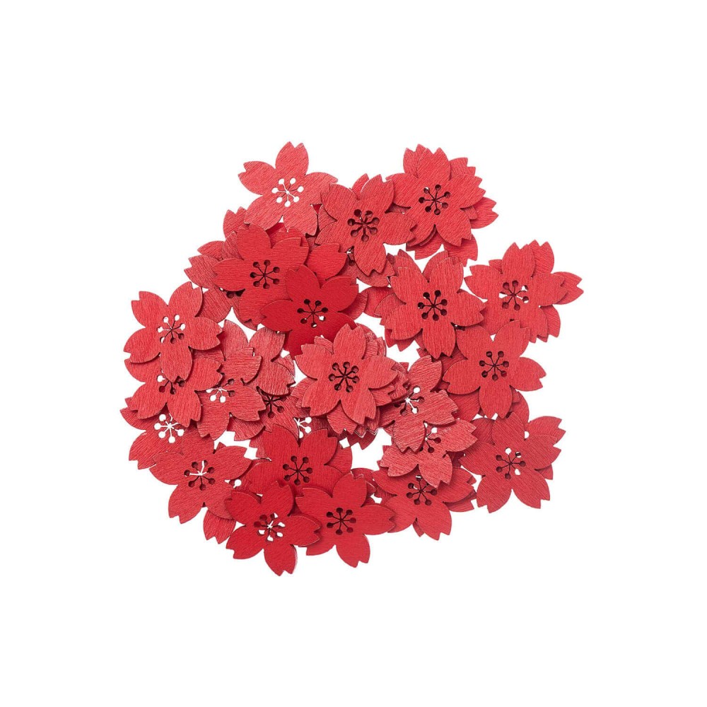 Holzstreuteile Kirschblüte rot 48 Stück