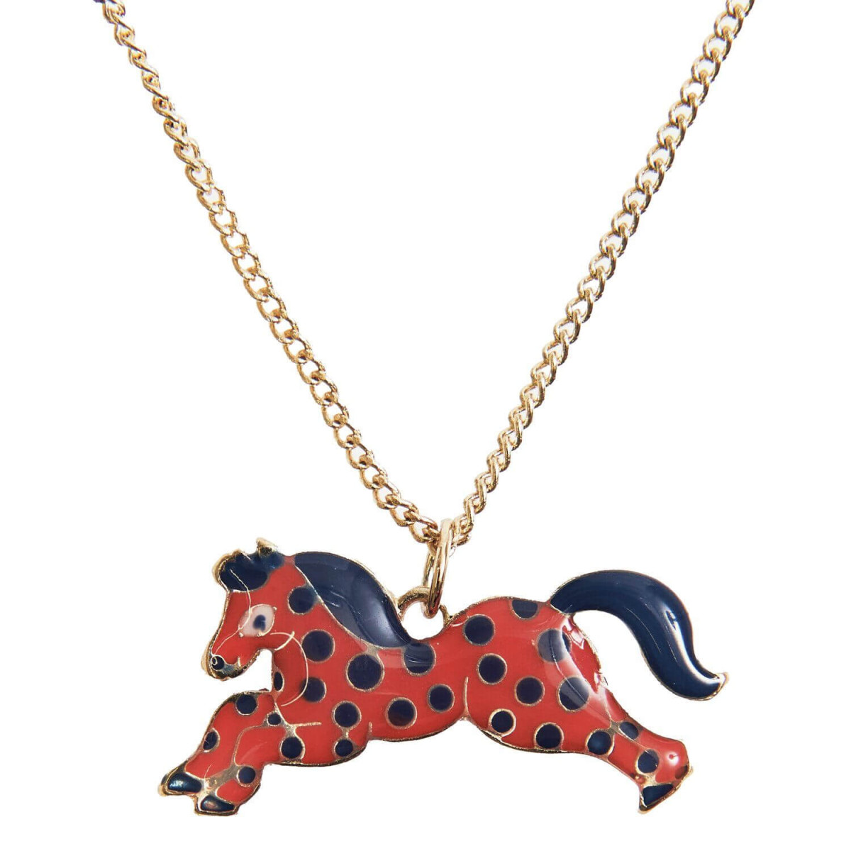 Kette mit Anhänger Pferd rot-schwarz 40 cm