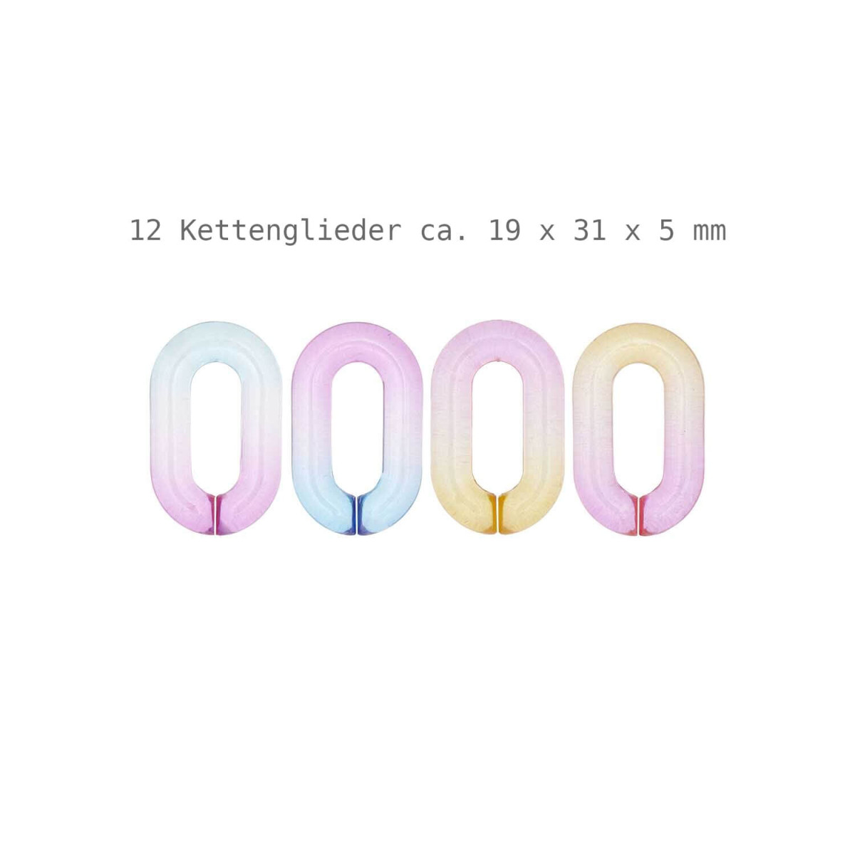 Kettenglieder glänzend blau–pink–orange 12 Stück