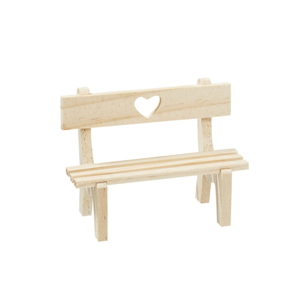 Miniatur-Holzbank mit Herz natur