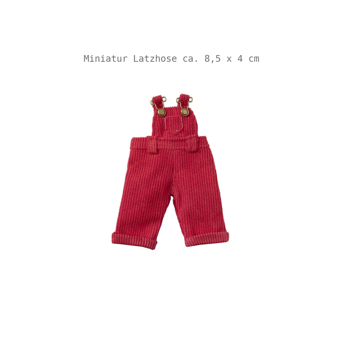 Miniatur Latzhose Cord rot ca. 8,5 x 4 cm
