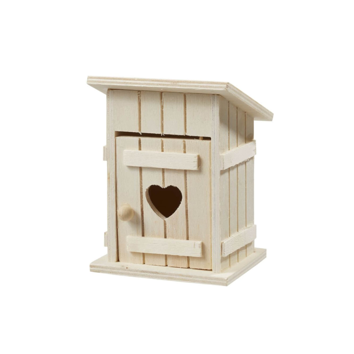 Miniatur-Toilettenhäuschen aus Holz mit Tür zum Öffnen