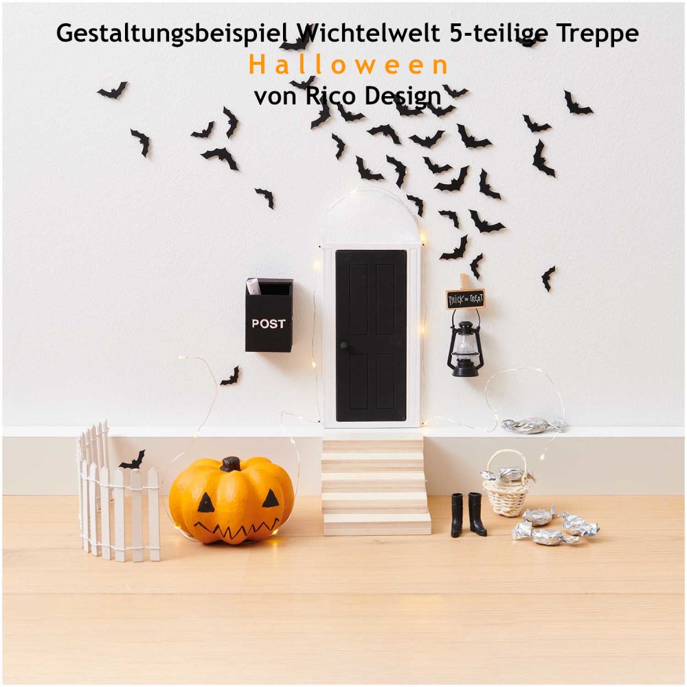 Gestaltungsbeispiel Wichtelwelt Halloween mit Treppe von Rico Design
