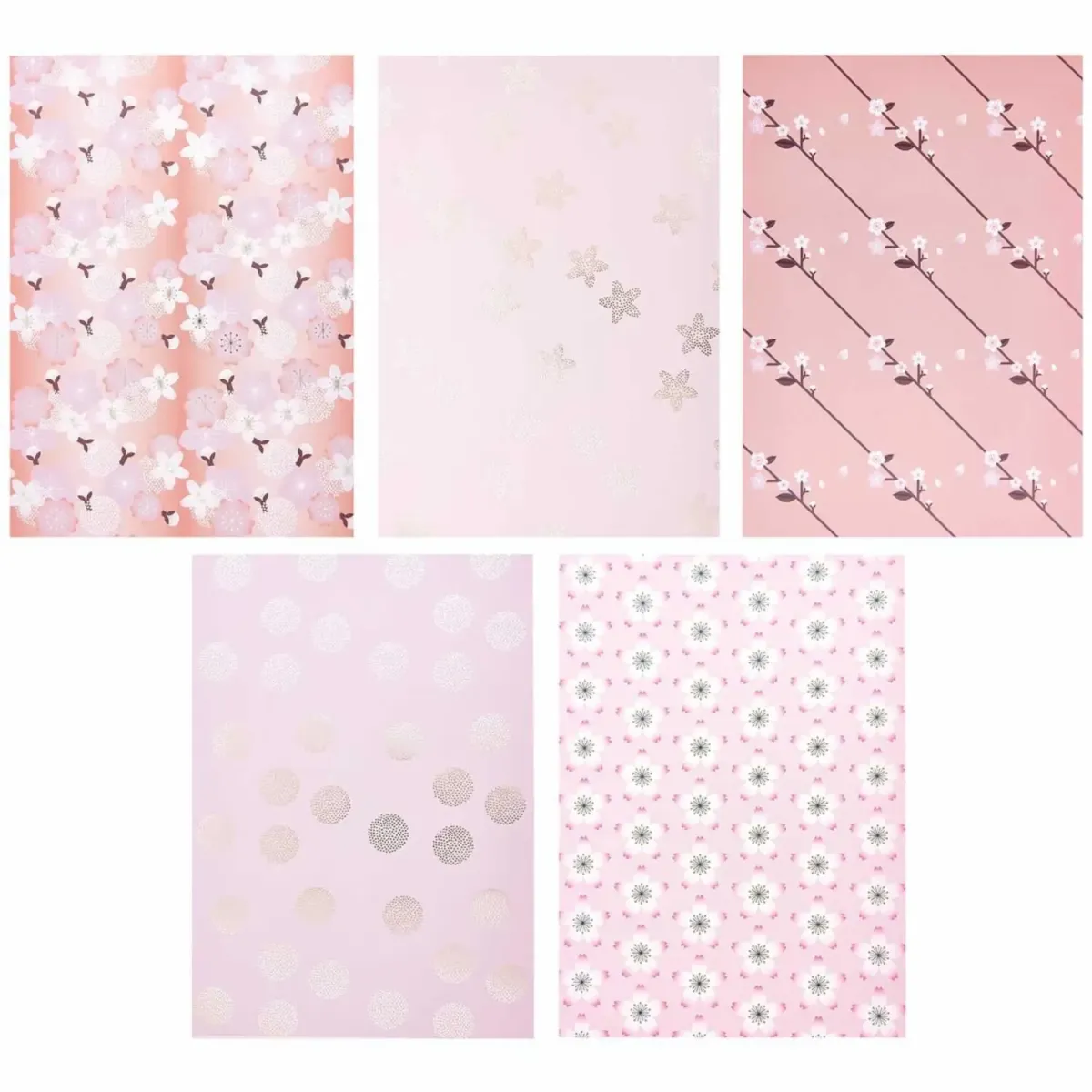Motivübersicht rosa teilweise mit Glanzeffekten aus Motivpapierblock Sakura Sakura