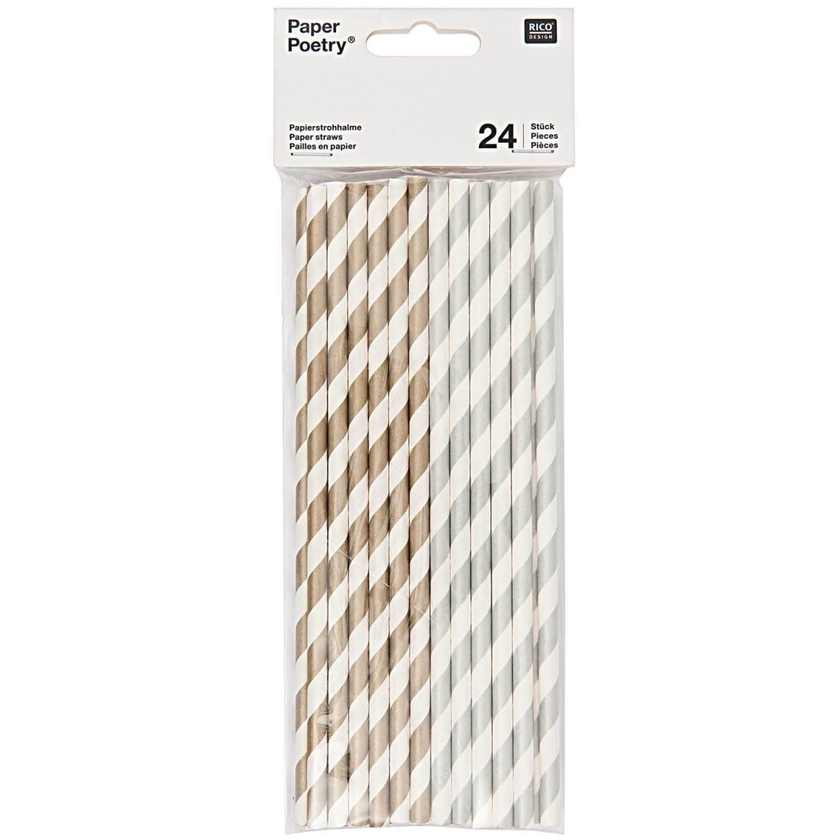 Papierstrohhalme Gold-Silber-Mix – 24 Stück