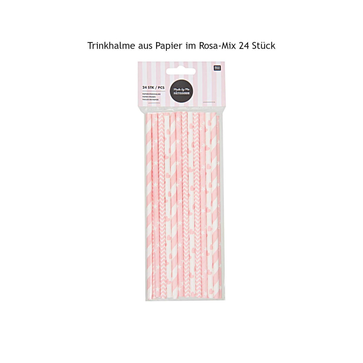 Papiertrinkhalme rosa Mix 24 Stück