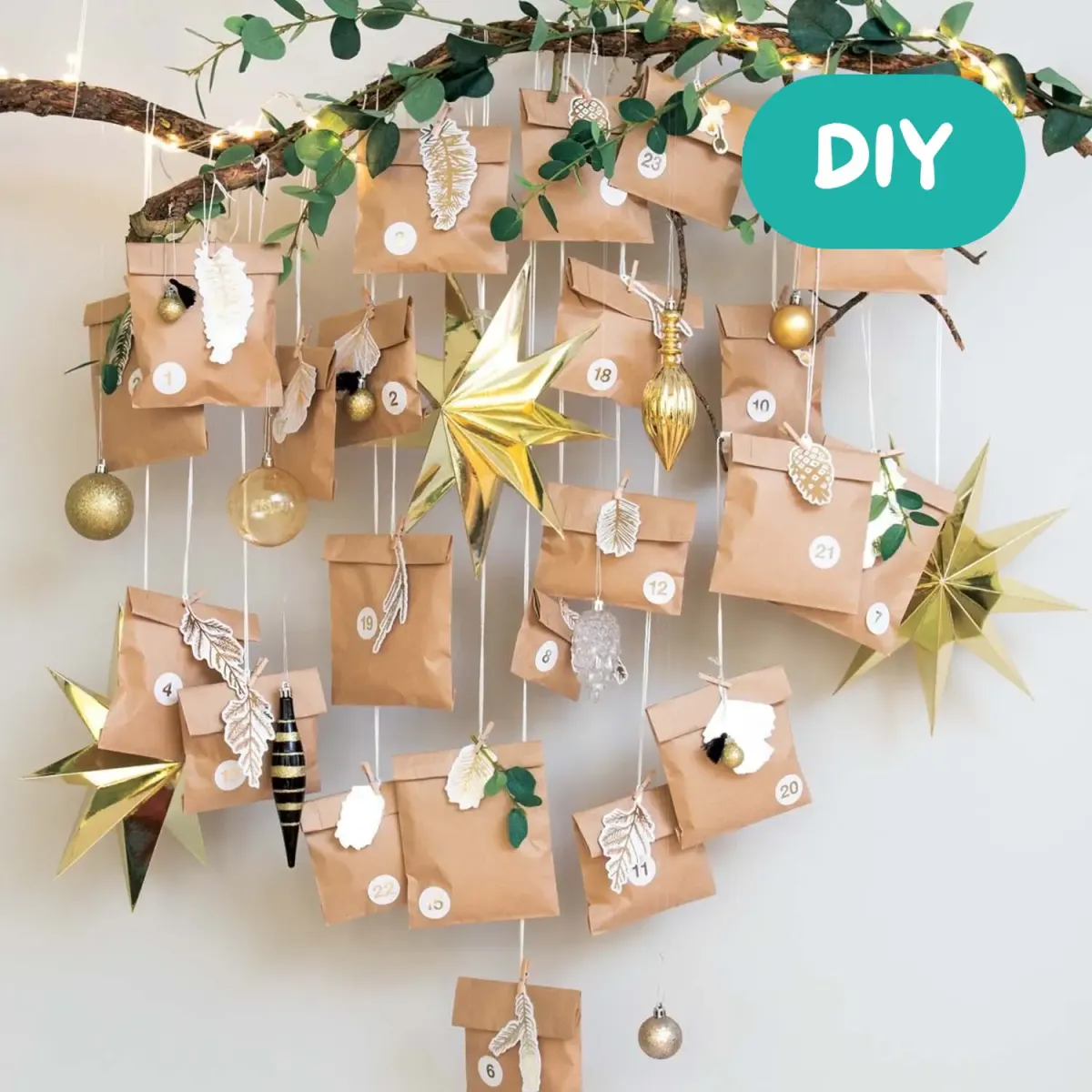 Adventskalender basteln mit Papiertüten - Einfache DIY Idee