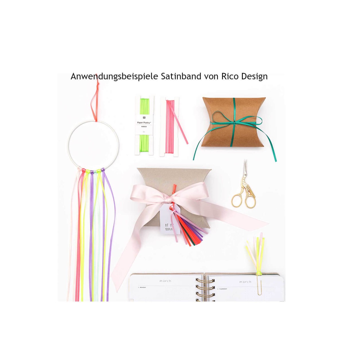 Anwendungsbeispiele Satinband von Rico Design