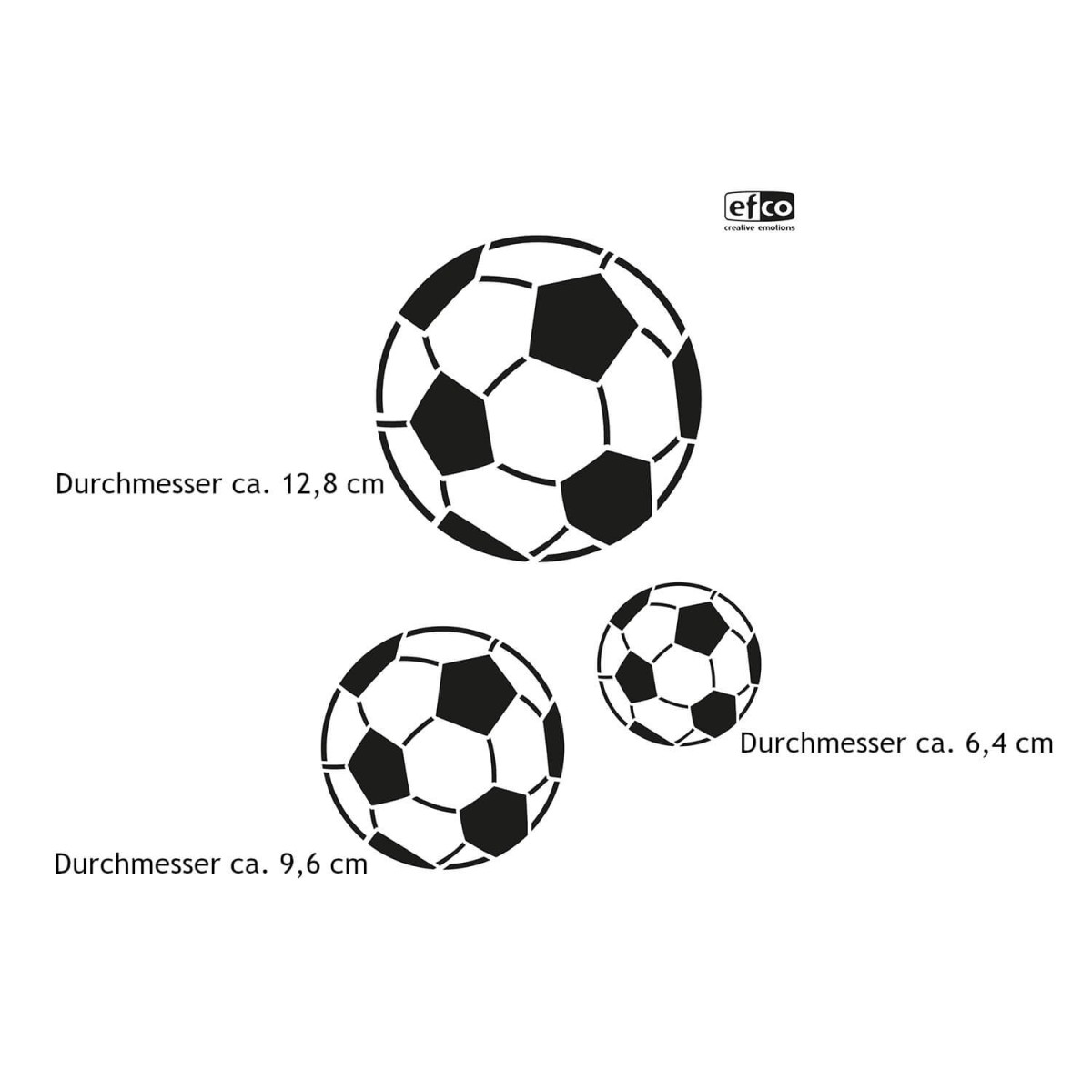 Schablone Fußball mit 3 unterschiedlich großen Motiven