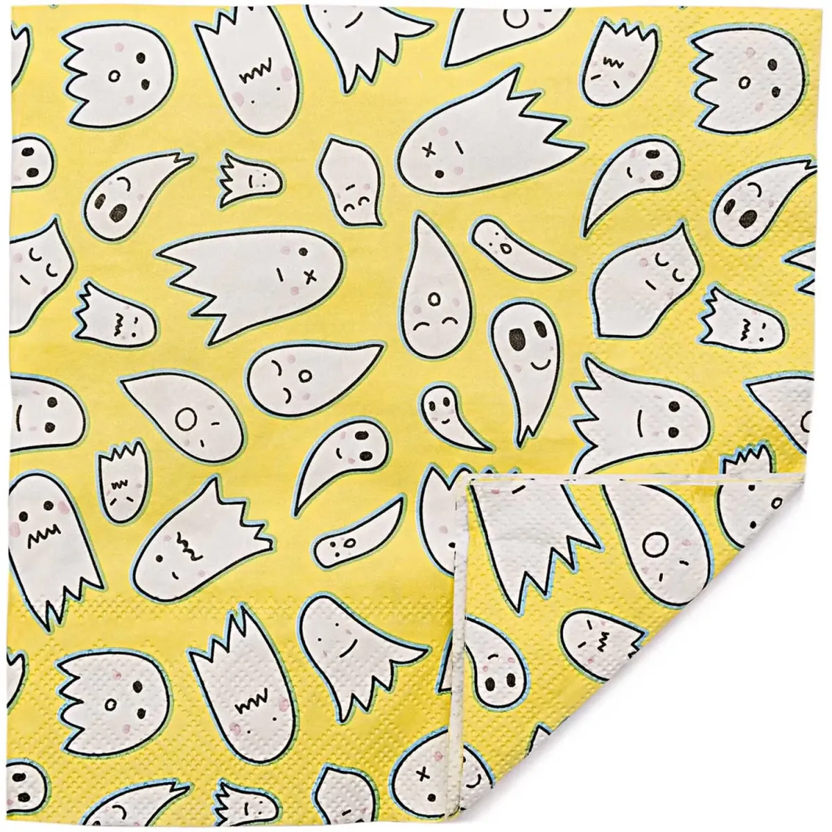 Gelbe Servietten mit lustigem Gespenster-Motiv für Halloween, Gruselpartys und Mottopartys