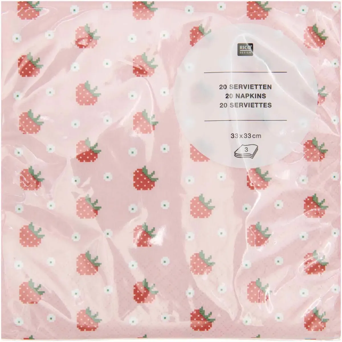 Servietten Erdbeeren 20 Stück 33 x 33 cm