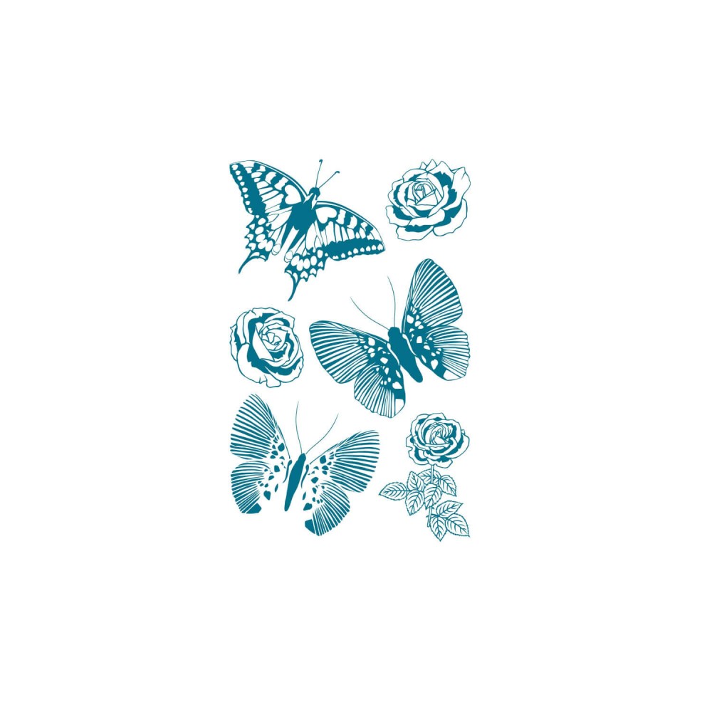 Silikonstempel Schmetterlinge Rosen 6-teilig