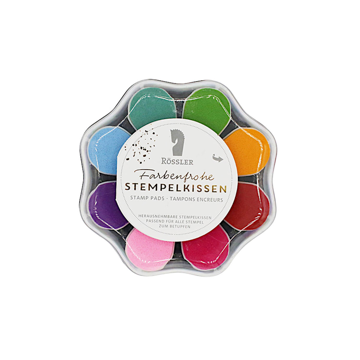 Farbenfrohe Stempelkissen - 8 Farben in Blütenform