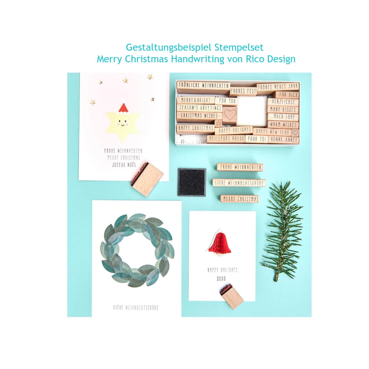 Gestaltungsbeispiel Stempelset Merry Christmas von Rico Design