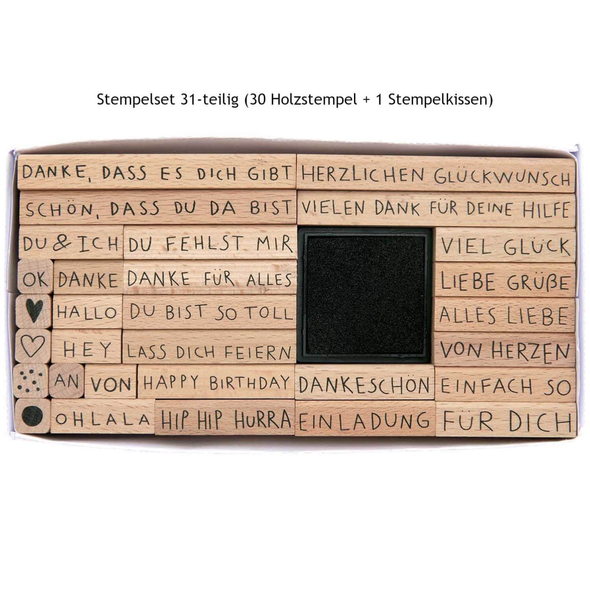 Stempelset Texte 31-teilig inklusive Stempelkissen