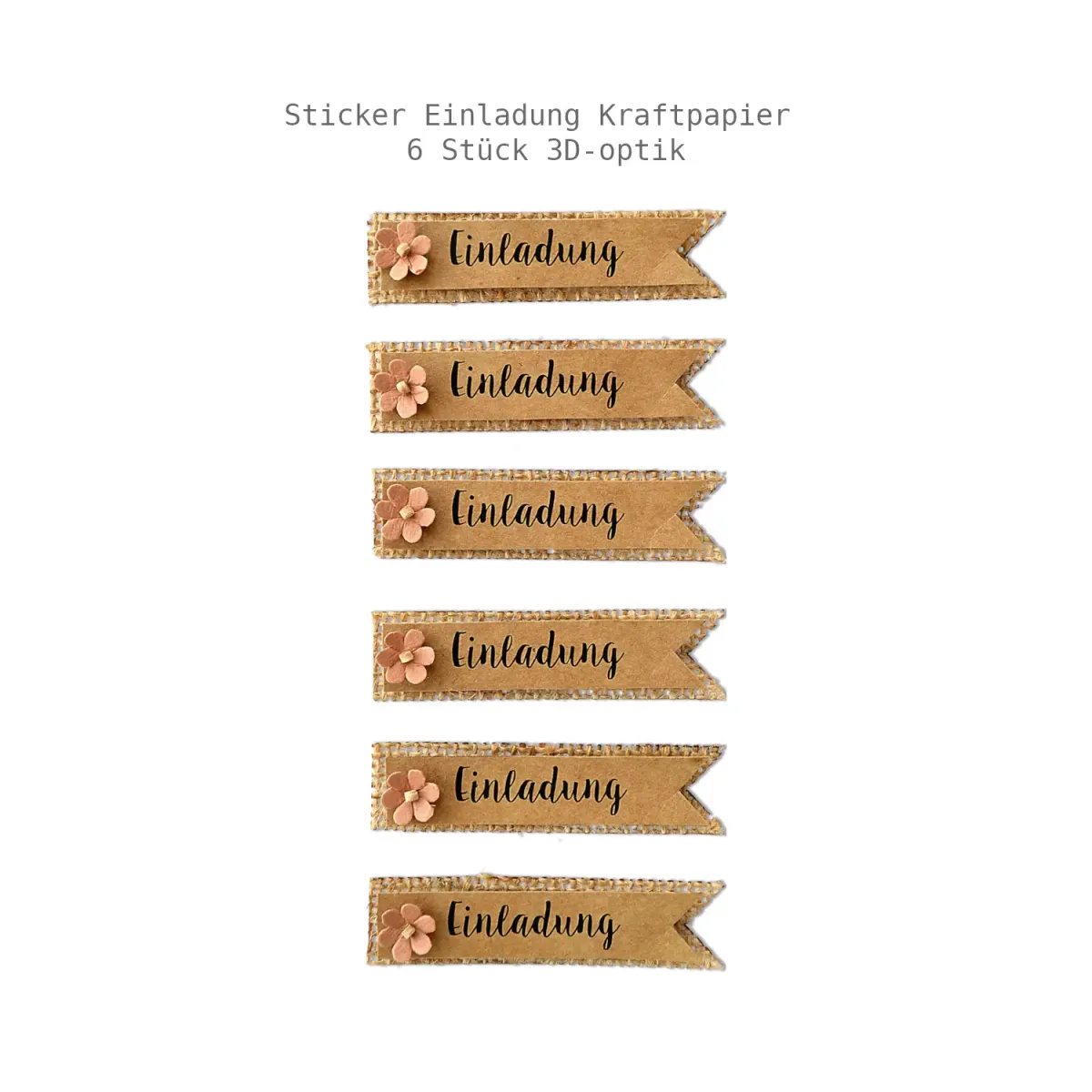 Sticker Einladung Kraftpapier 6 Stück