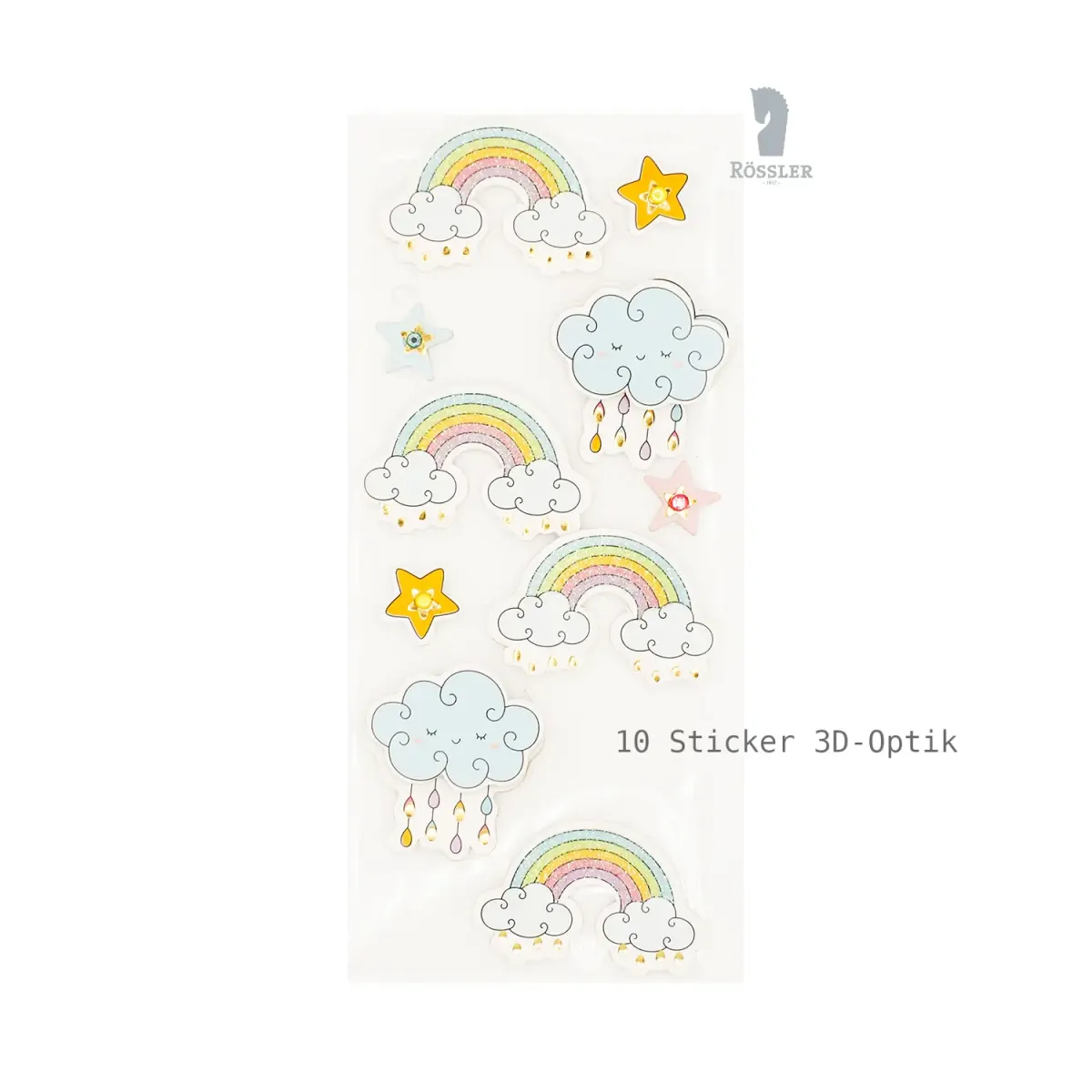 Sticker Regenbogen und Wolken 3D 10 Sticker