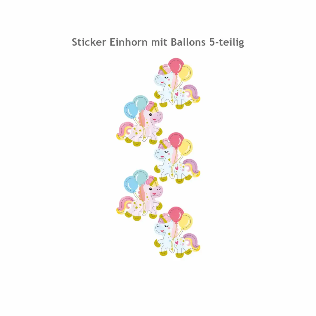 Sticker Einhorn mit Ballons 5 Stück