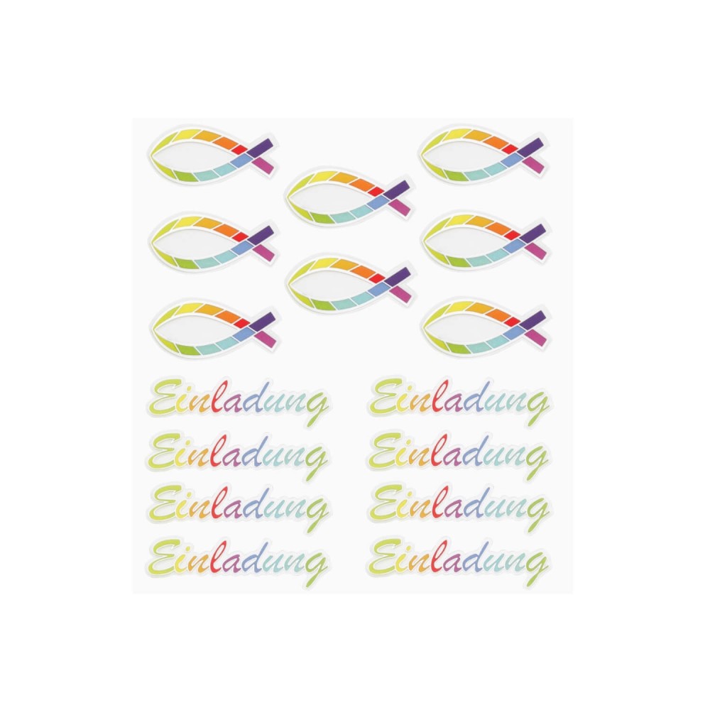 Sticker Einladung Fisch Regenbogen von HobbyFun