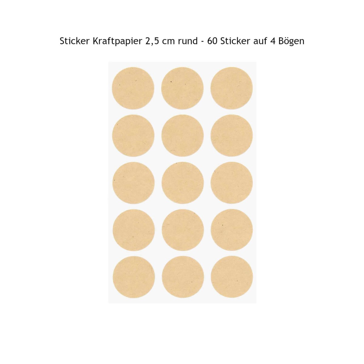 Kraftpapier Sticker rund 60 Stück