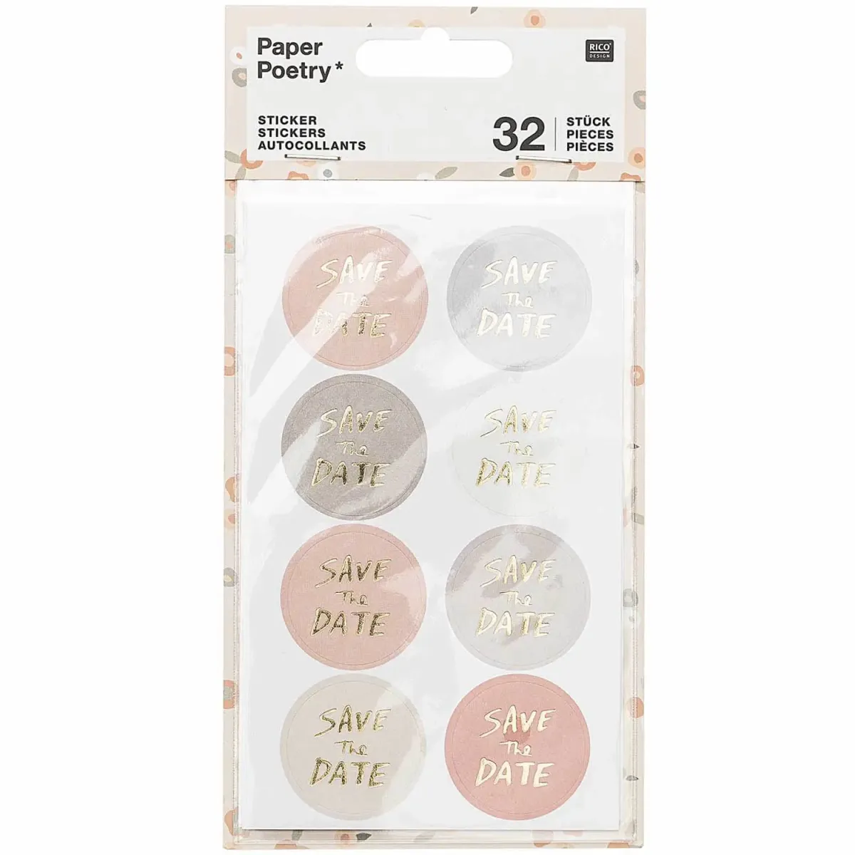 Paper Poetry Sticker Sticker Save the Date puder-grau