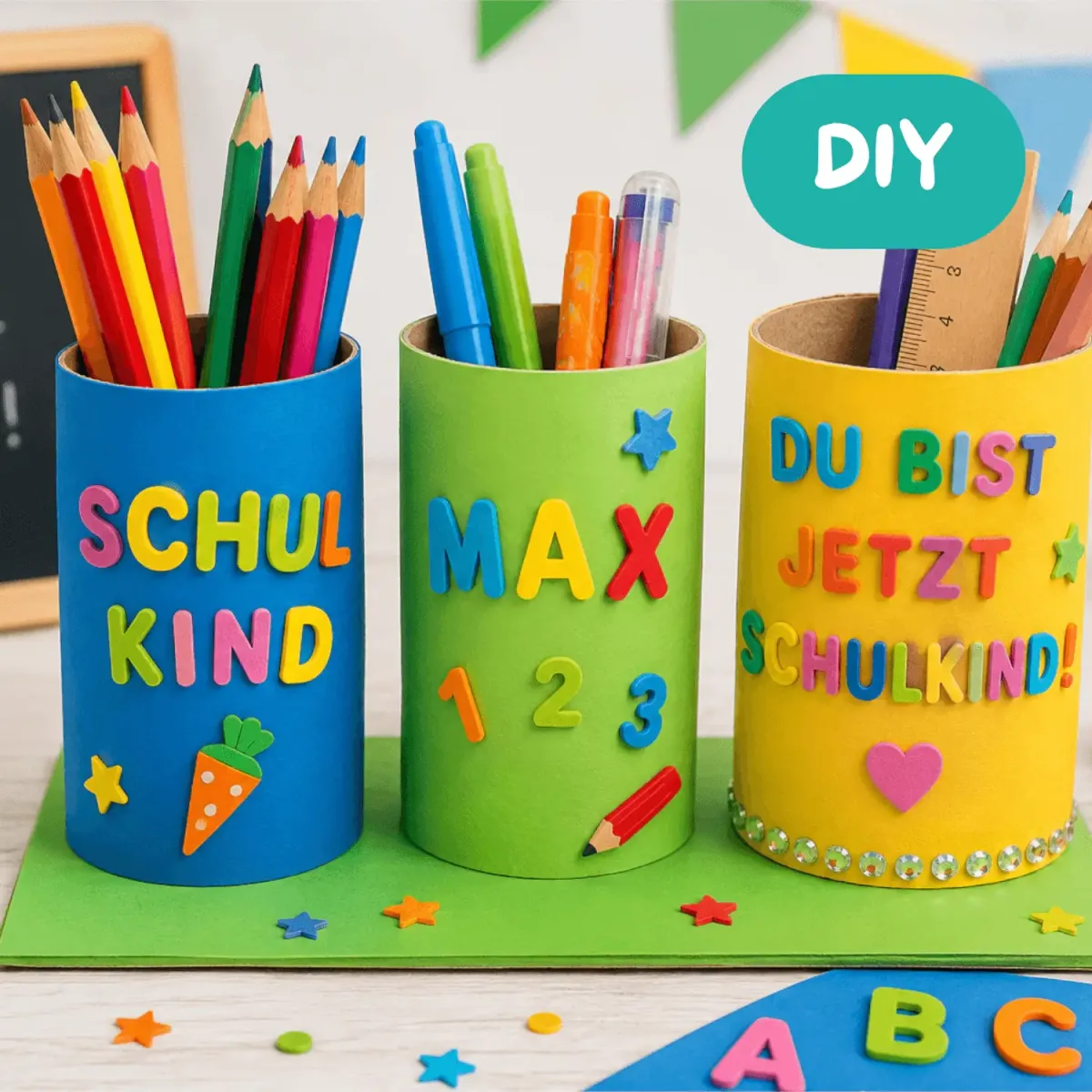 Stiftesammler selbermachen - Basteln zum Kindergartenabschied