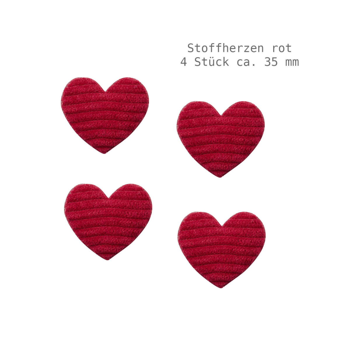 Stoffherzen rot 3,5 cm 4 Stück