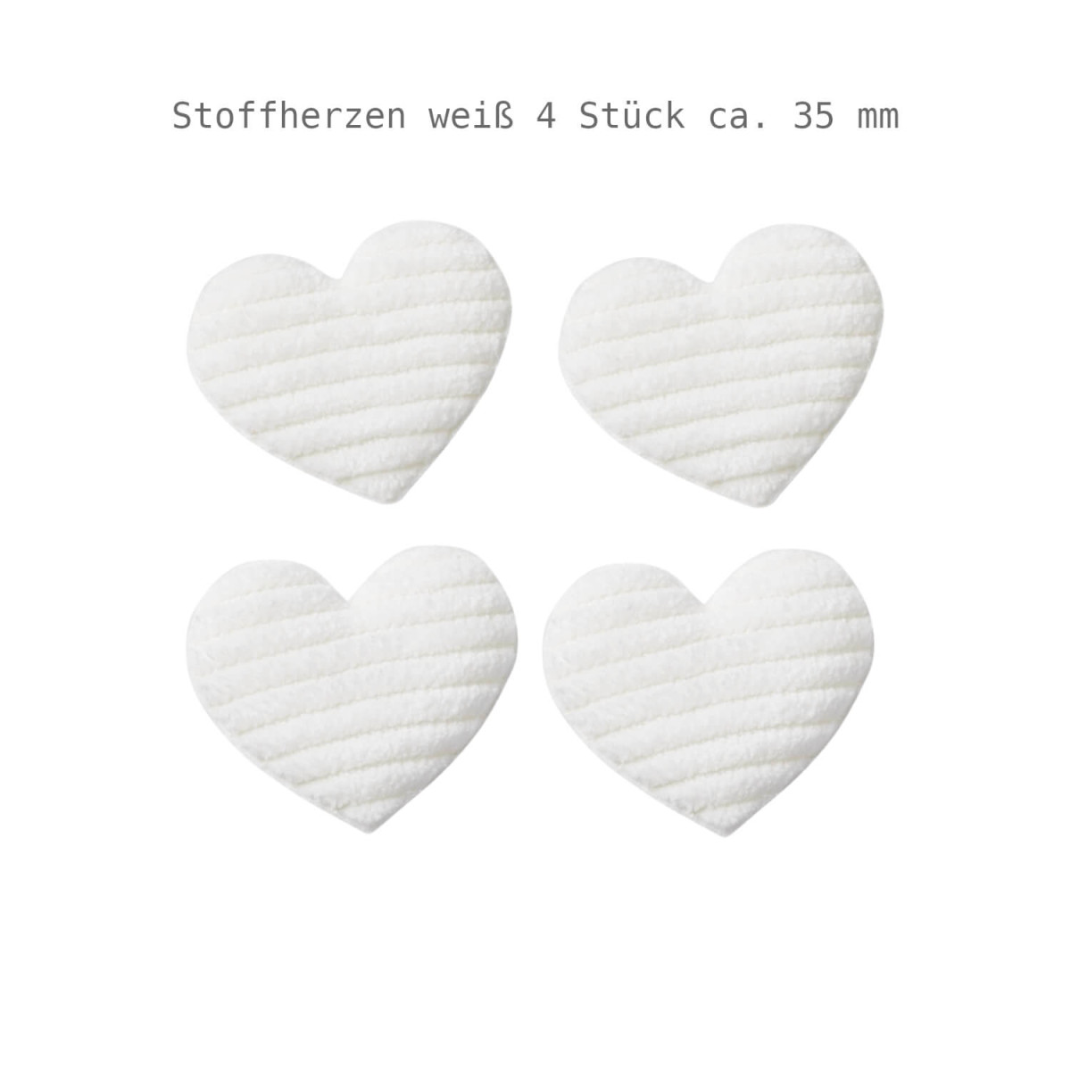 Stoffherzen weiss 3,5 cm 4 Stück