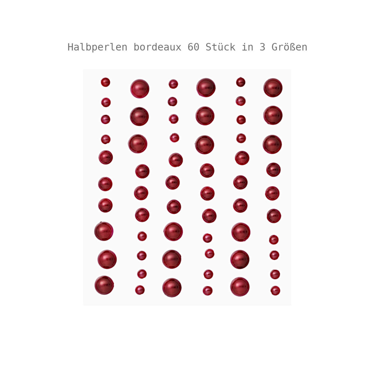 STONY-Sticker Halbperlen bordeaux 60 Stück in 3 Größen