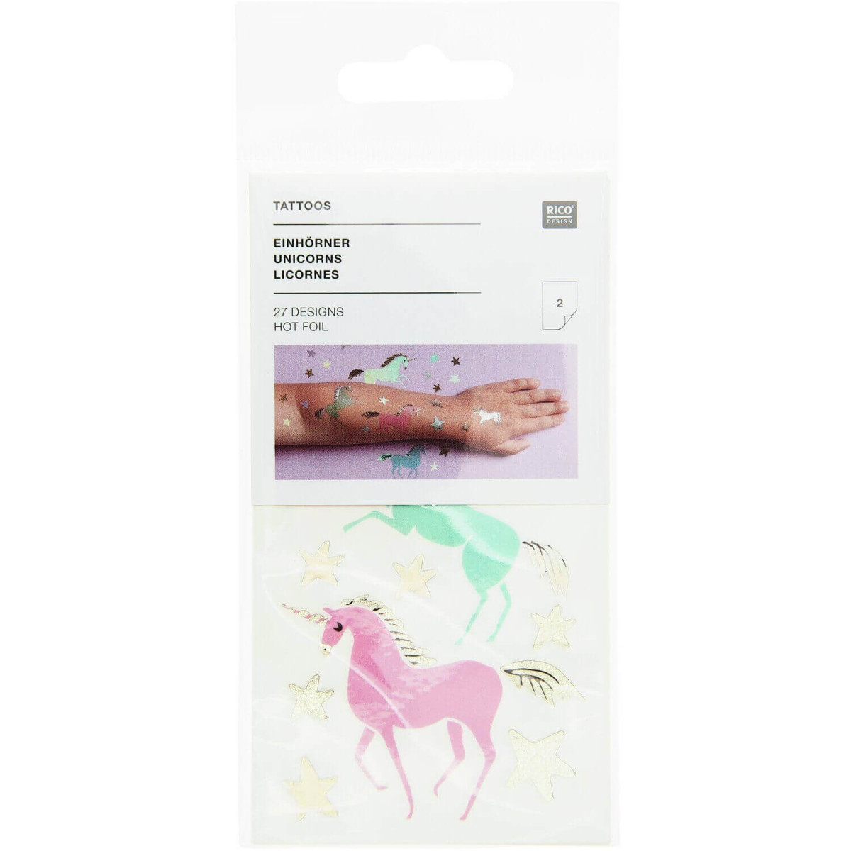 Tattoo-Set Einhörner - 27 Tattoos auf 2 Bögen